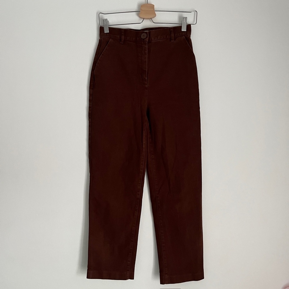 oak + fort - brown straight leg twill pants